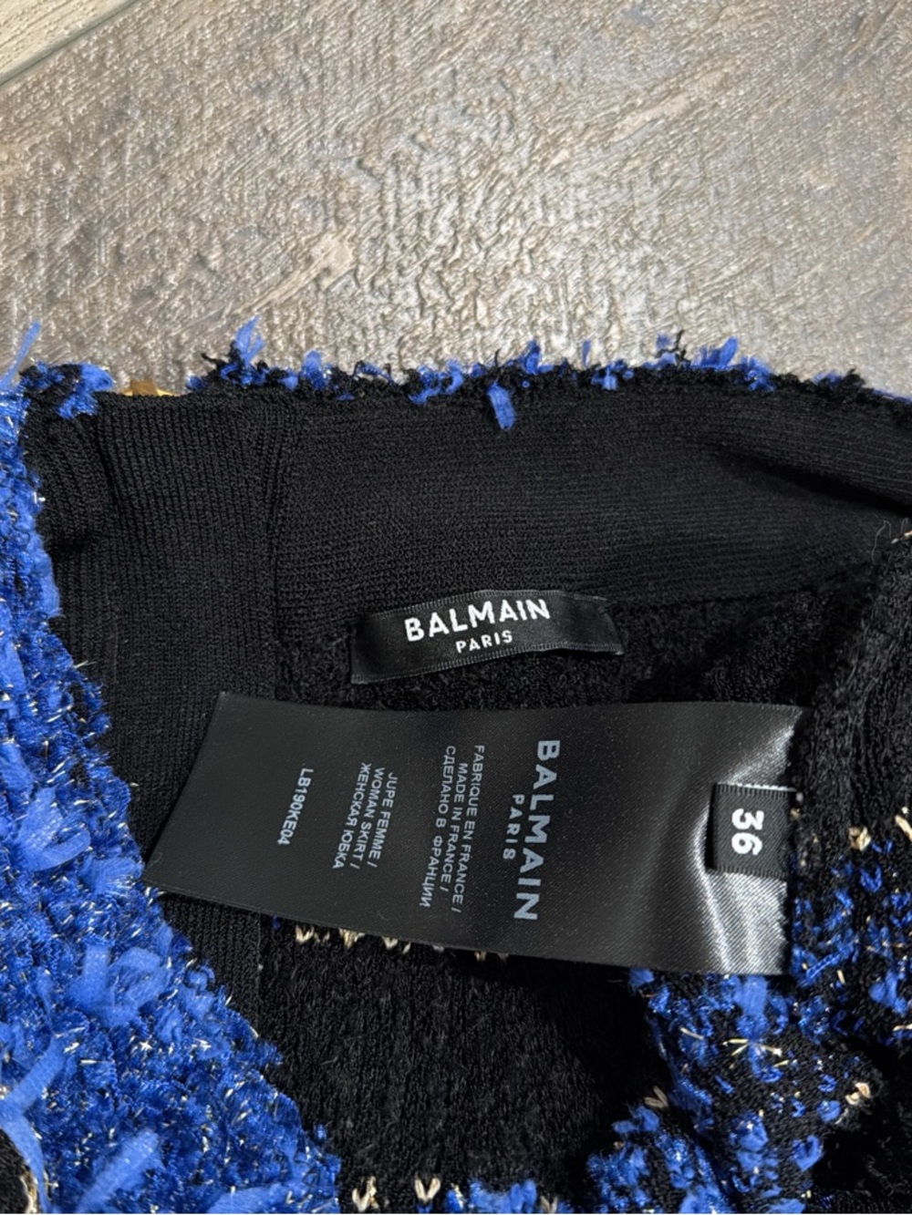 Balmain striped tweed crop top and skirt set in blue/black - Picture 9 of 12